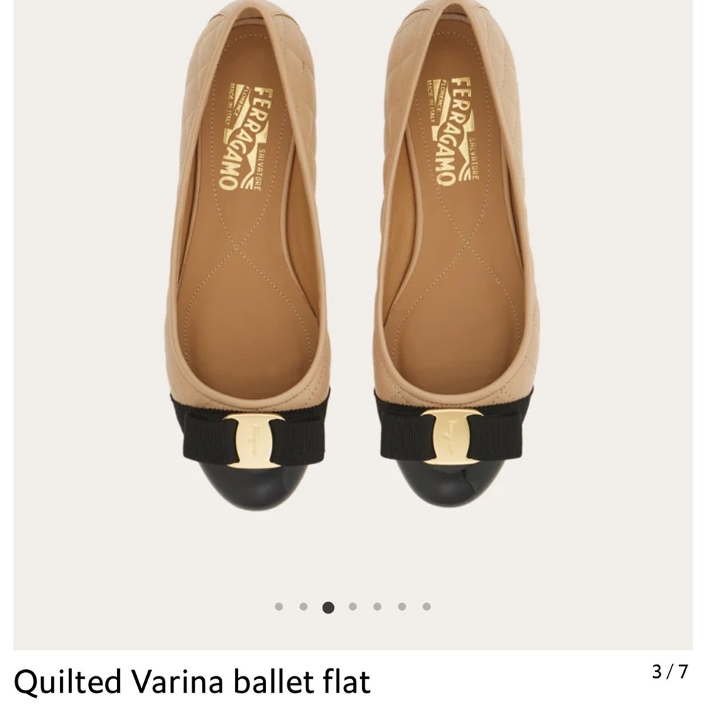 Salvatore Ferragamo beige and black Flats & Loafers